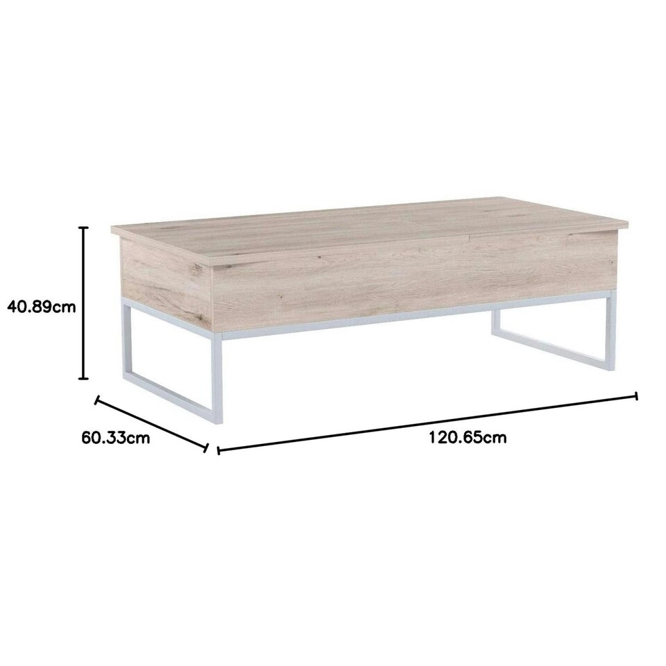 image 1 of Sandy Brown Stained Wood and Steel Lift Top Coffee Table Brown