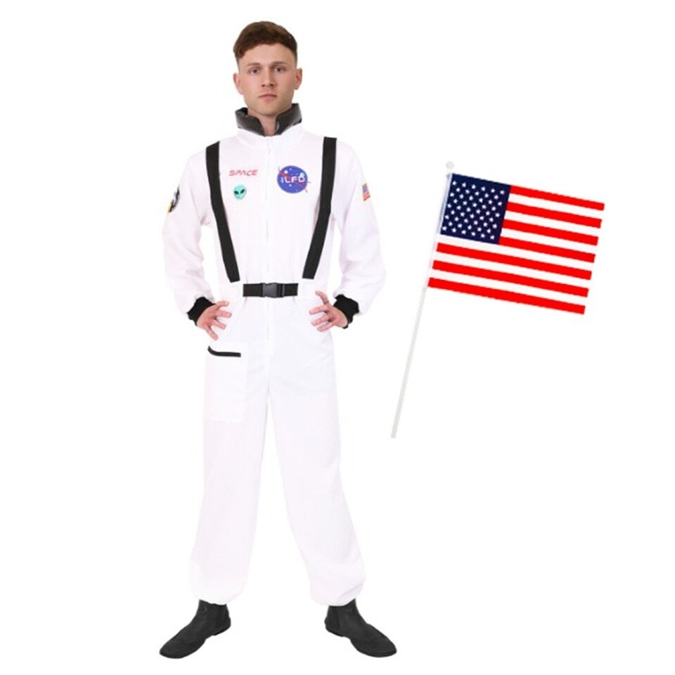 image 1 of Astronaut Costume & American Flag White | L