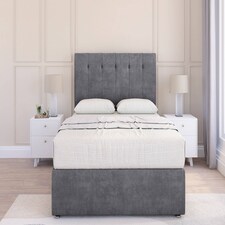 Sloomy Highbury Armour Coniston Divan Bed Base 2 Drawers Foot-End With 26 Inch Strutted Headboard | Grey | Armour | Super King | 1