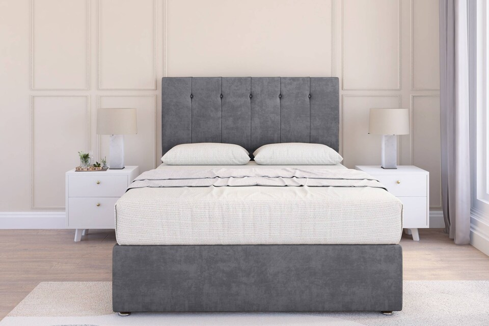image 1 of Sloomy Highbury Armour Coniston Divan Bed Base 2 Drawers Foot-End With 26 Inch Strutted Headboard | Grey | Armour | Super King | 1