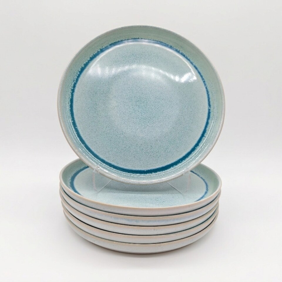 image 1 of Reactive Blue Glaze Dinnerware Dinner Plate 6pc Set 27cm