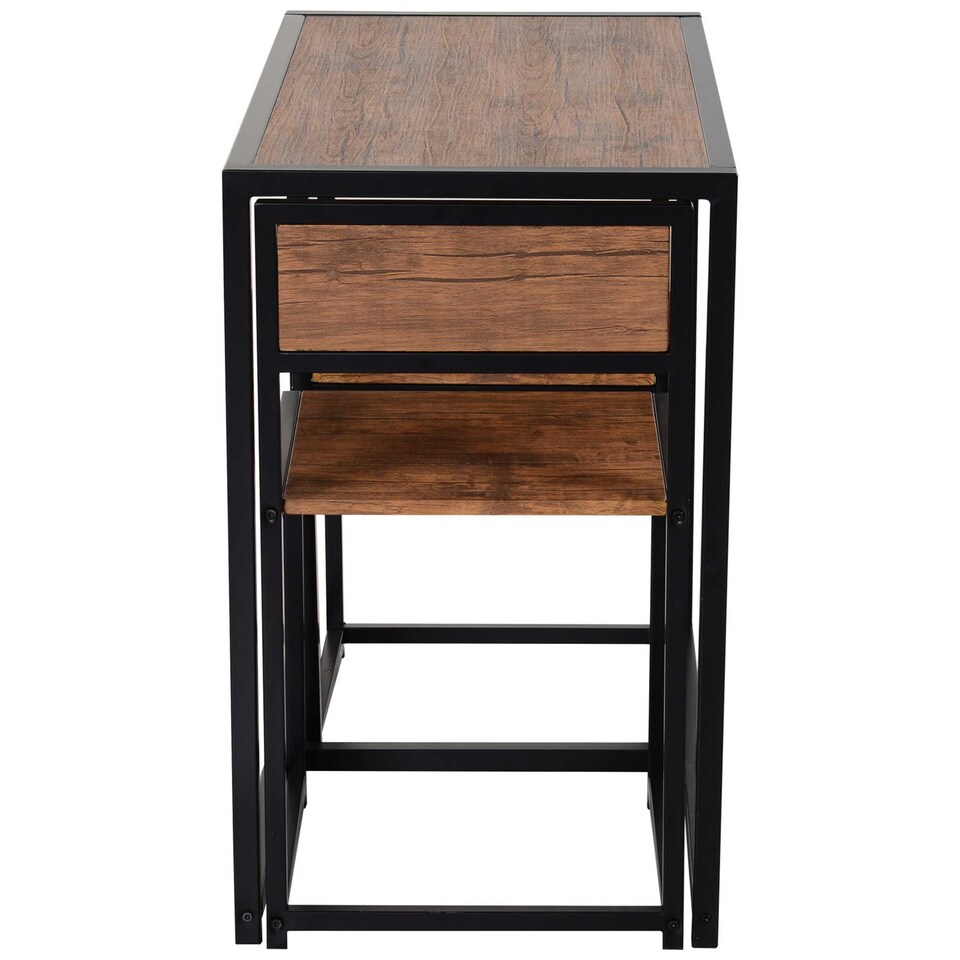 image 1 of HOMCOM Dining Table and Chairs Set 2, Dining Room Sets, Rectangular Space Saving Table and 2 Chairs for Compact Kitchens, Steel Frame, Natural