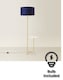 image 4 of ValueLights Tavel Brushed Gold Floor Lamp with Large Blue Shade & Bulb | Blue
