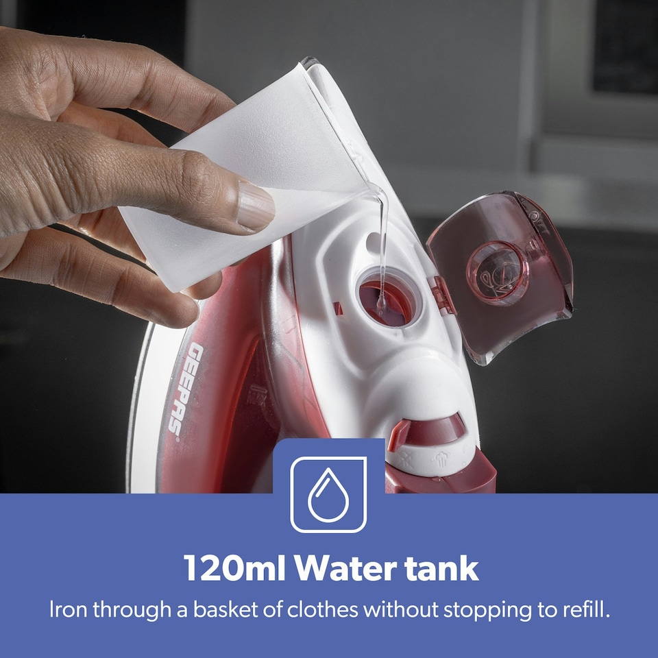 image 1 of GEEPAS Steam Iron | 30s Fast Heat-Up, 1800W Red