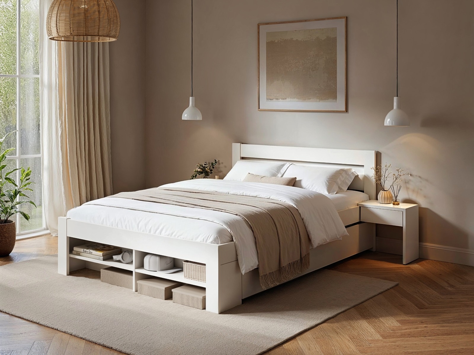 Noomi Pradis Double Storage Bed White (FSC-Certified)
