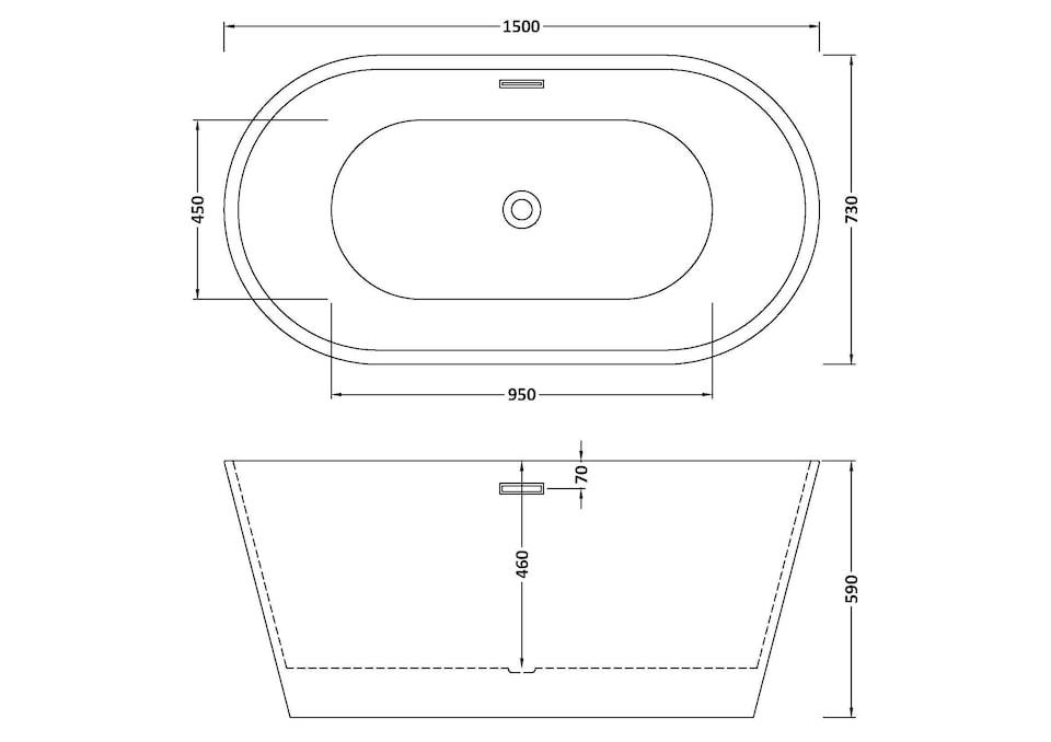 image 1 of Balterley Contemporary Oval Freestanding Bath: Modern Double-Ended Luxury Acrylic Bath | White | White | 1500 x 730 x 590mm