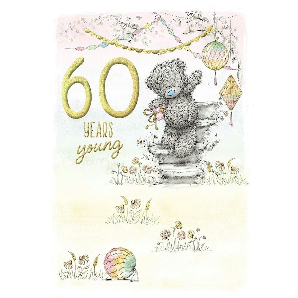 image 1 of Bear Walking Down Steps 60th Birthday Card