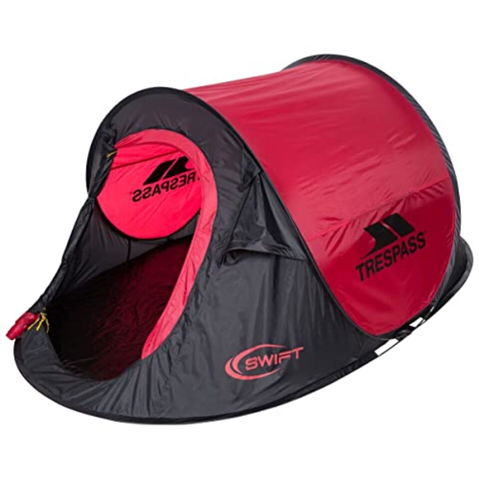 image 1 of Trespass 2 Man Pop Up Tent Waterproof 2 Person Tent Taped Seams 245X145X100cm For Camping Hiking Festival With Carry Bag Swift