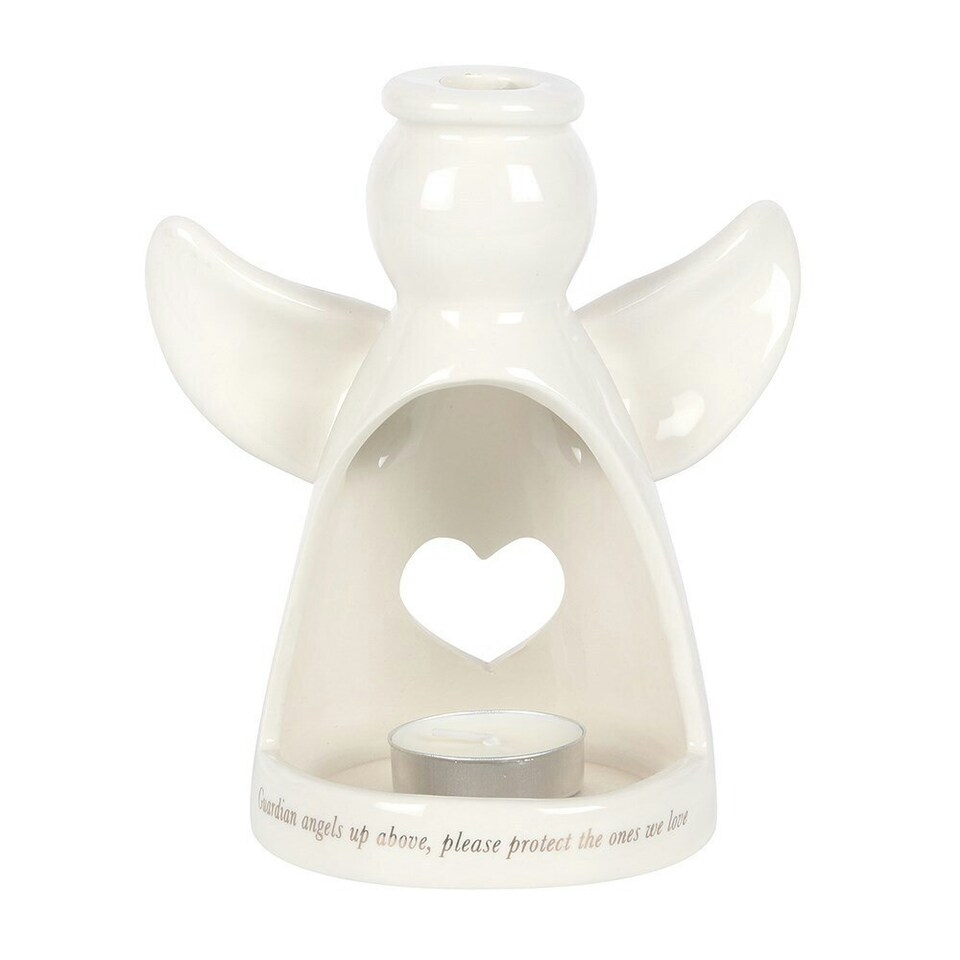 image 1 of Something Different Guardian Angel Candle Holder - White - One Size