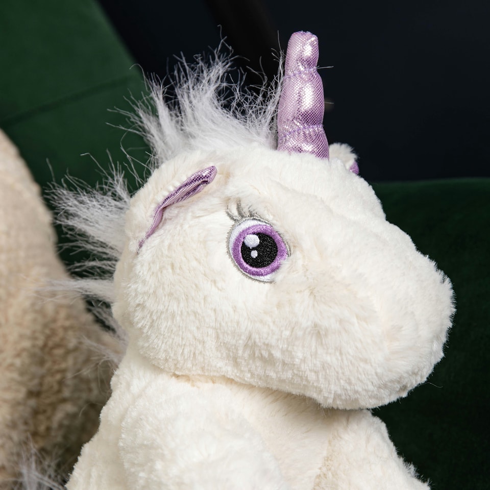 image 1 of 24cm Plush White Unicorn with Sparkly Purple Horn and Hooves