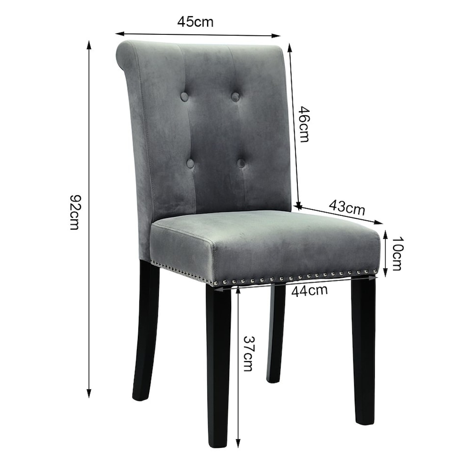 image 1 of Living and Home Velvet Dining Chair with Nailhead Trim - Light Grey