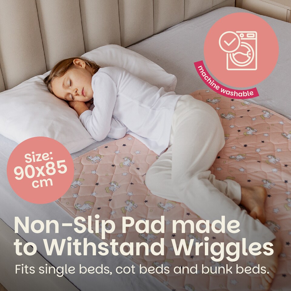 image 1 of Lynmark® Toddler Potty Training Bed Pads, Absorbs Up to 1200ml, 90x85cm Unicorn | Pink | Unicorn | 1