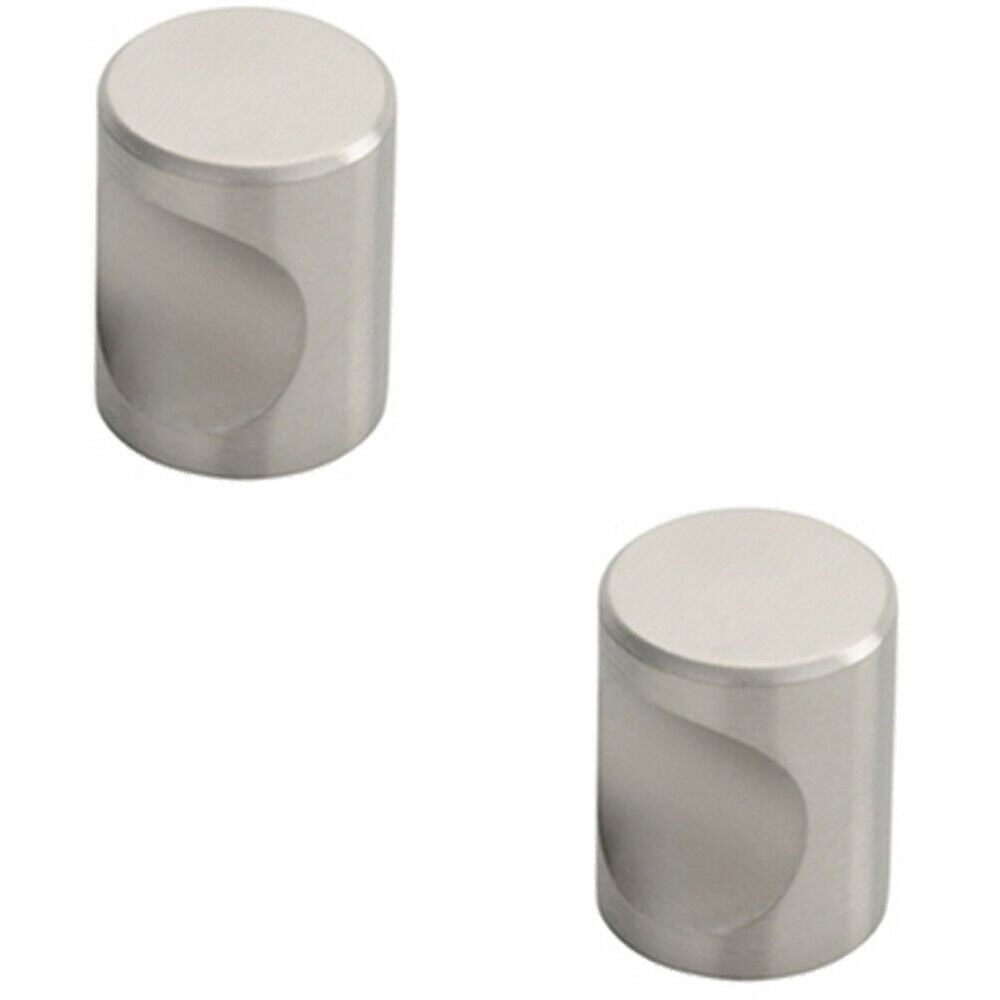 Loops 2x Cylindrical Cupboard Door Knob 16mm Diameter Stainless Steel Cabinet Handle in Metallics