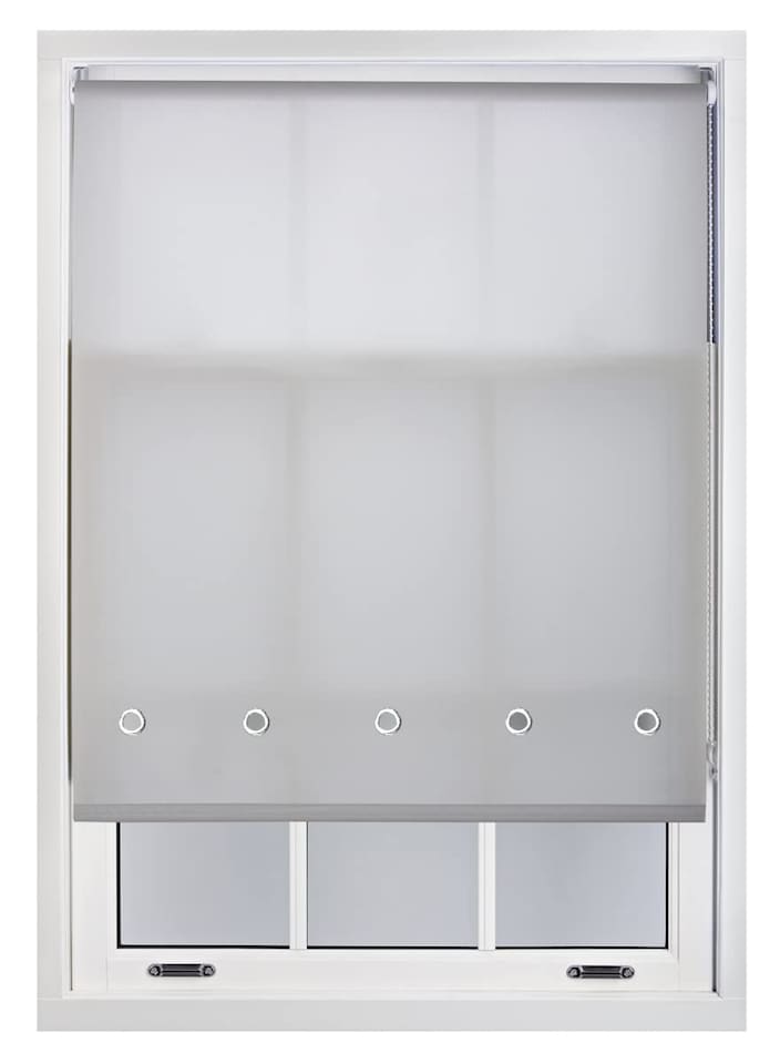 image 1 of FURNISHED Roller Blinds Daylight Round Eyelet Light Filtering Easy Fit Trimmable Window Blind | Grey | Grey | (W) 200cm x (L) 165cm
