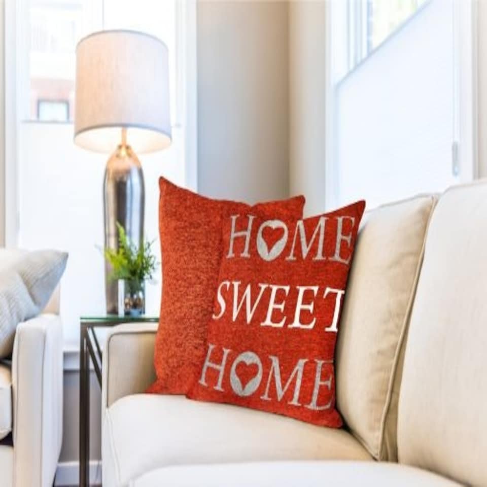 image 1 of Home Sweet Home Cushion Cover in Burnt Orange Orange | Orange