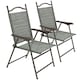 image 1 of Outsunny Folding Chairs Set, Breathable Mesh Fabric Seat, Dark Grey