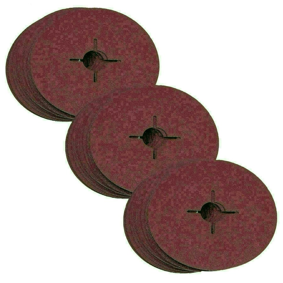 image 1 of 115mm Fibre Sanding Discs 60 Grit Medium Disc For 4-1/2" Backing Pad 30 Pack