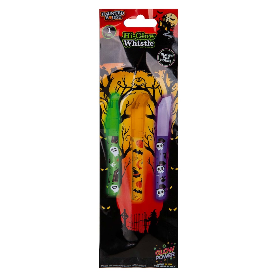 image 1 of PMS Halloween Glow Whistle with Lanyard, 1-Piece Mystery Bag, Orange
