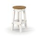 image 3 of Corona Pair of White Low Breakfast Stools - Rustic Solid Wood Farmhouse Stools | White | White | S | 1