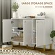 image 3 of HOMCOM Sideboard with Adjustable Shelves & 3 Doors for Living Room, White White | Gold