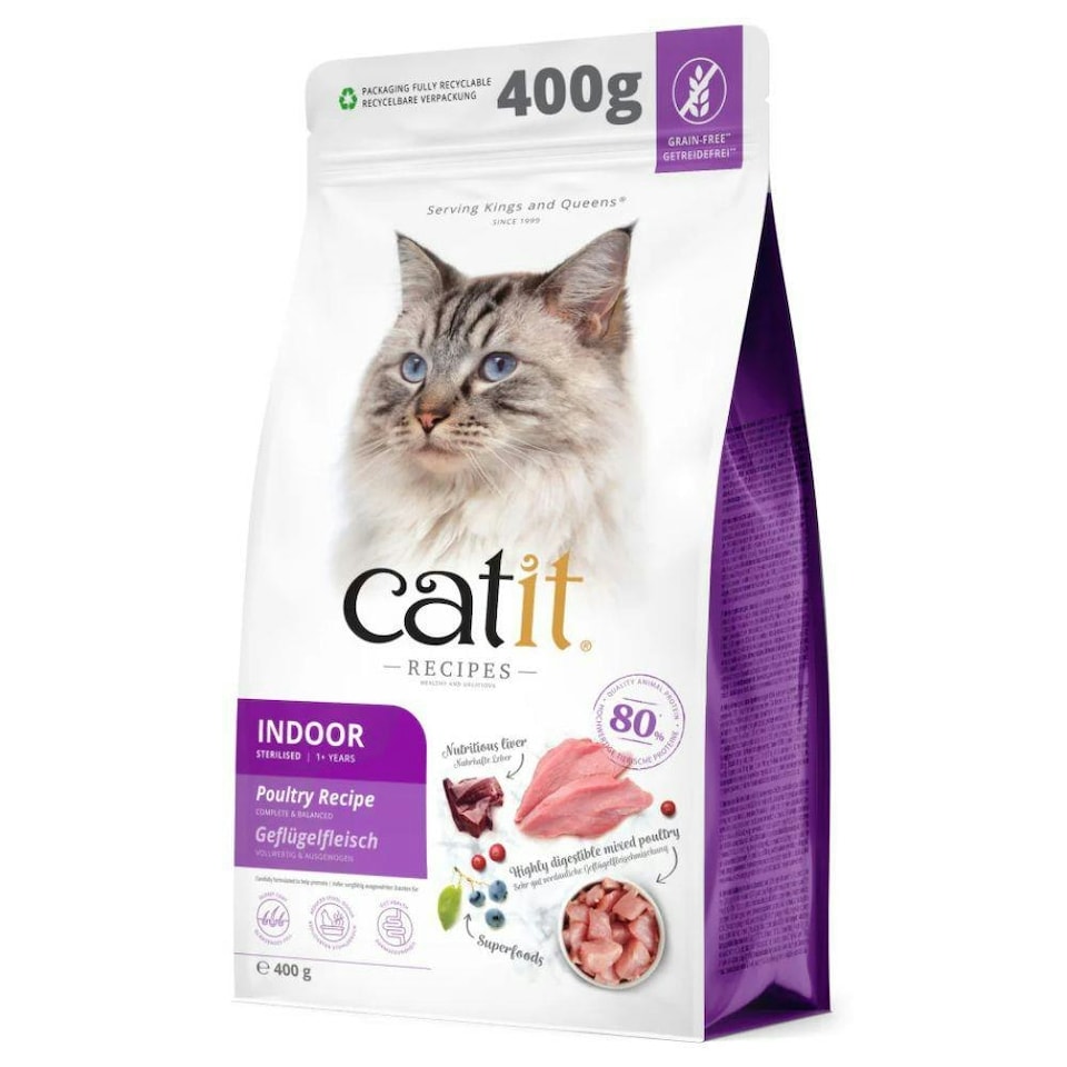 Catit Recipes Adult Indoor Poultry Dry Cat Food 400g