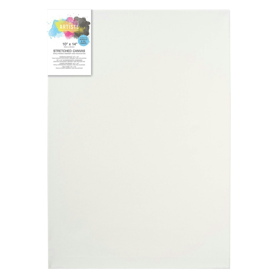 image 1 of Artiste Stretched Canvas, Triple Primed, Wooden Frame, White, 10x14", 380gsm