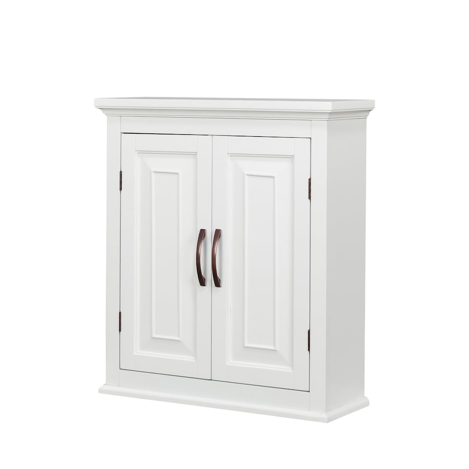 image 1 of Teamson Home Wall-Mounted Bathroom Cabinet with Adjustable Shelves, White/Bronze