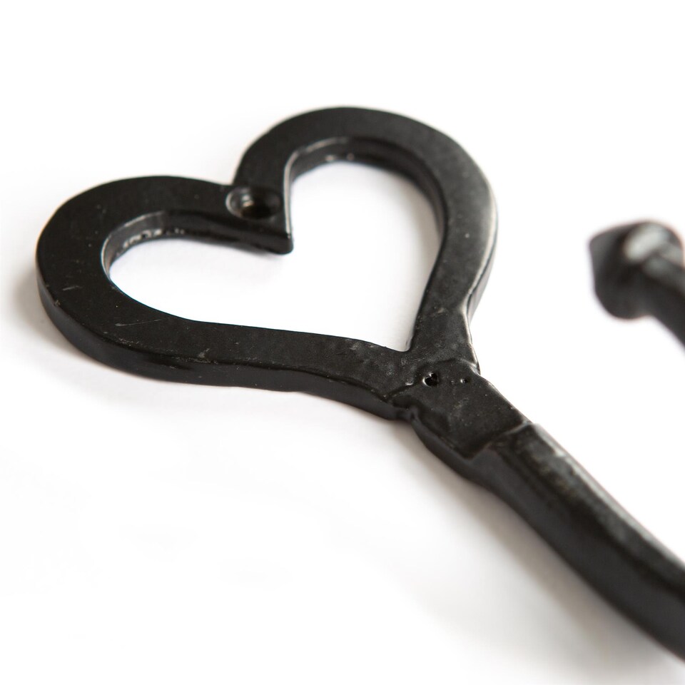 image 1 of Hammer & Tongs Single Heart Hook - W65mm x H130mm - Black