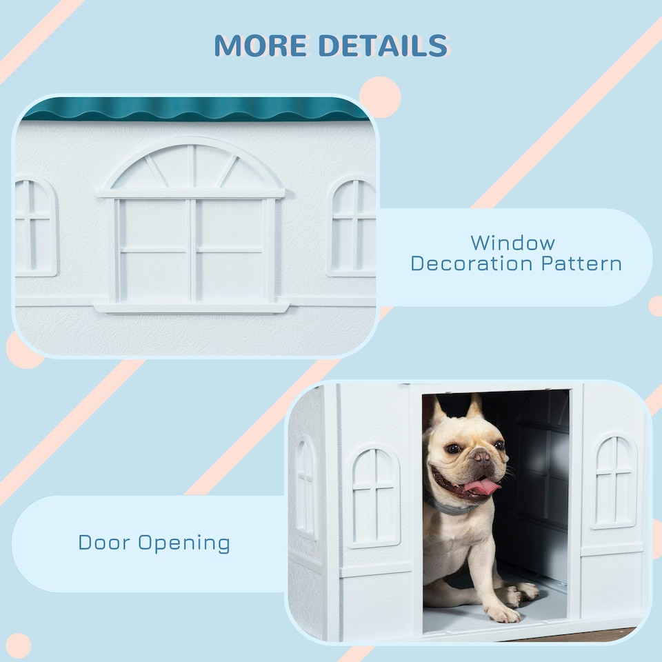 image 1 of PawHut Weather-Resistant Dog House, Puppy Shelter for Medium Dogs - Blue