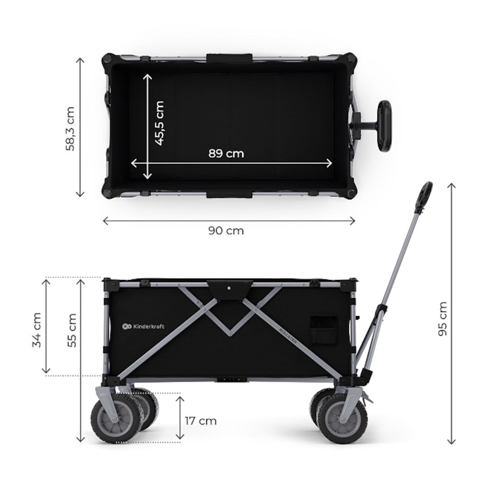 image 1 of Kinderkraft ROLLSTER Foldable Touring Wagon | Black | Mystic Black