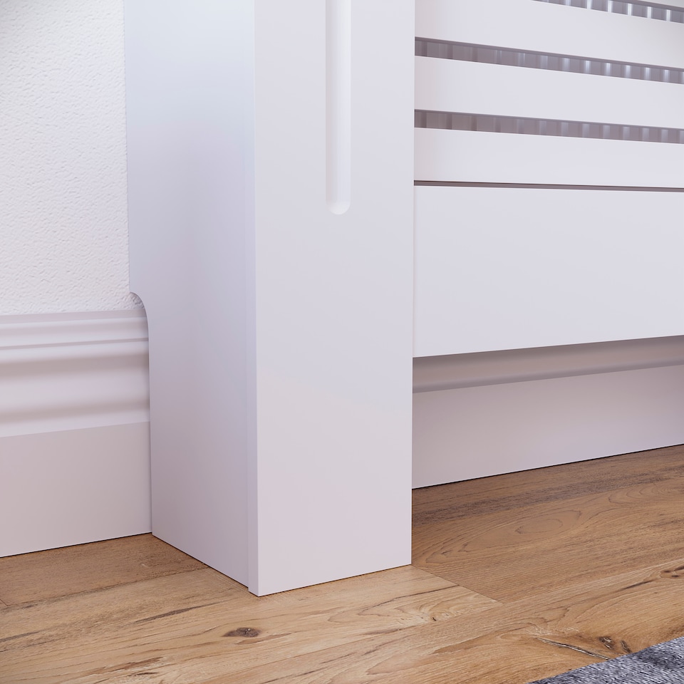 image 1 of Vida Designs Milton Radiator Cover Painted MDF Slatted Cabinet, White, 78cm