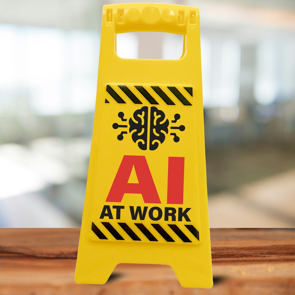 image 1 of Desk Warning Sign - AI At Work