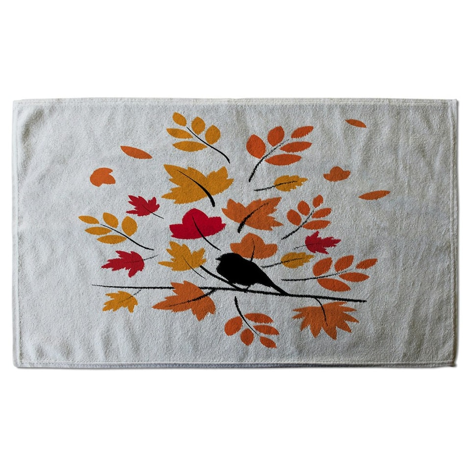 image 1 of Autumn Bird on Branch (Kitchen Towel)