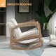 image 9 of HOMCOM Rocking Chair Upholstered Armchair Wooden Accent Chair Cream White