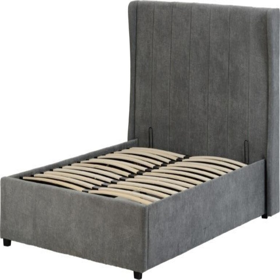 image 1 of Amelia Velvet 4ft 6in Double Storage Ottoman Bed Grey | Dark Grey