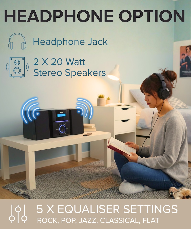 image 1 of Denver Compact HiFi System with CD Player, FM Radio & Alarm - MCA-240