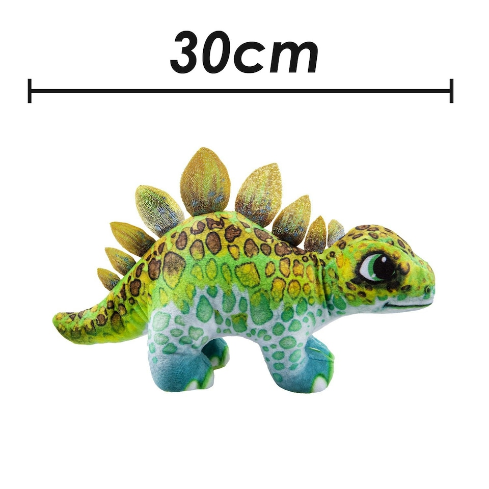 image 1 of Dinosaur Stegosauras Soft Toy Dino Plush Cuddly Soft Fluffy Plushie 30cm Green