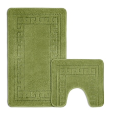 Velosso Greek Key Bathmat Set - Antislip Green | Lime