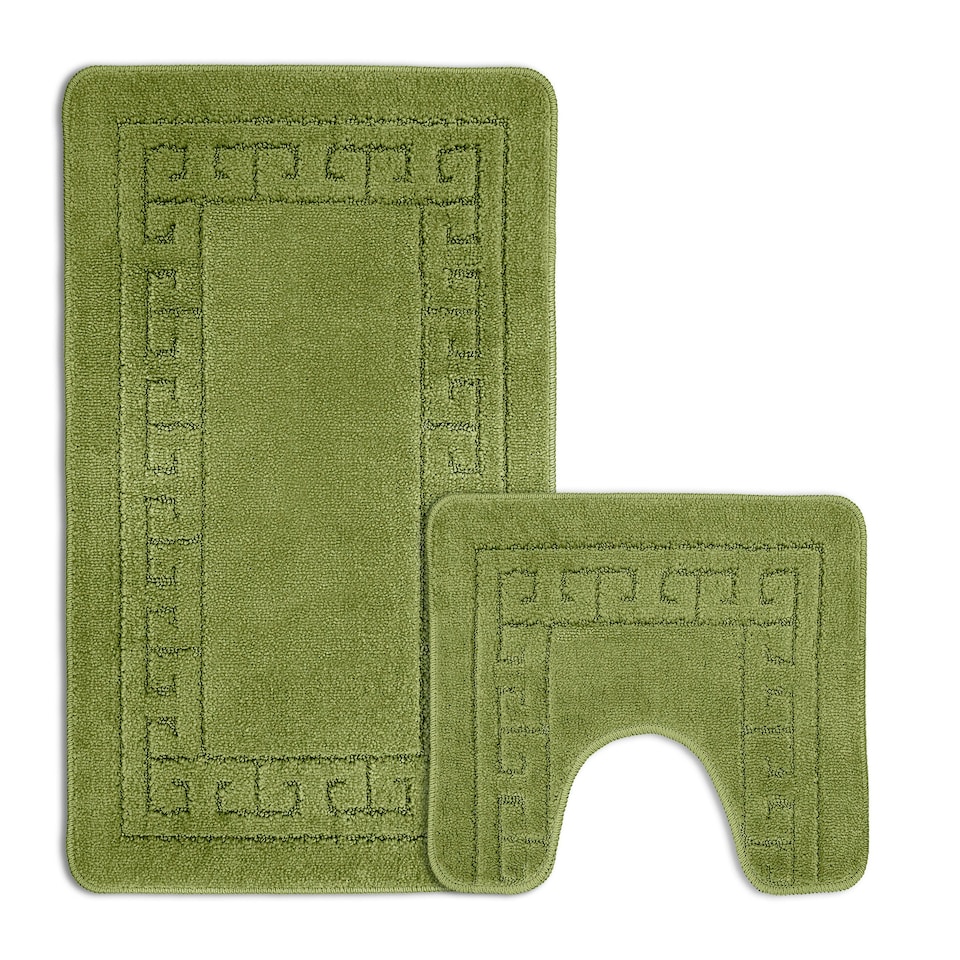 image 1 of Velosso Greek Key Bathmat Set - Antislip Green | Lime