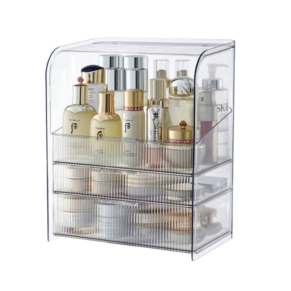 image 1 of Living and Home 3-Tier Transparent Cosmetics Makeup Storage Organizer