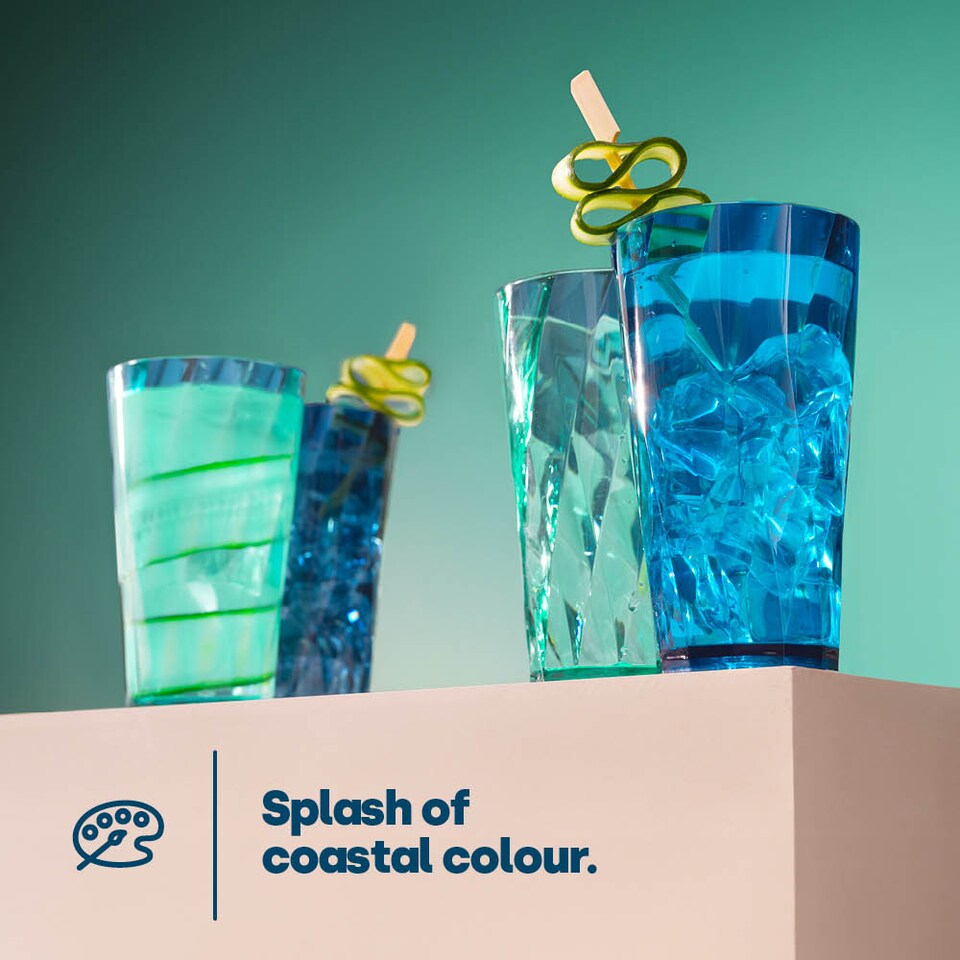 image 1 of 6 Multicoloured Plastic Tumblers - Teal