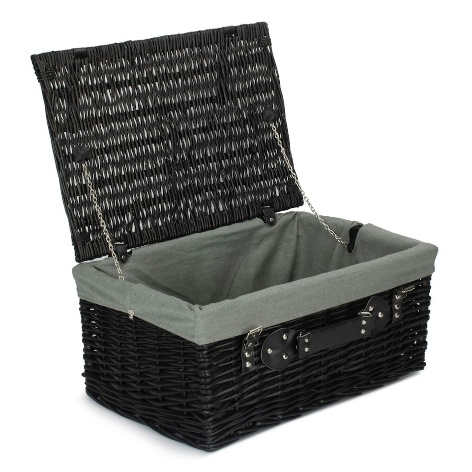 image 1 of 51cm Empty Willow Wicker Picnic Basket with Lining Red | Red | One Size