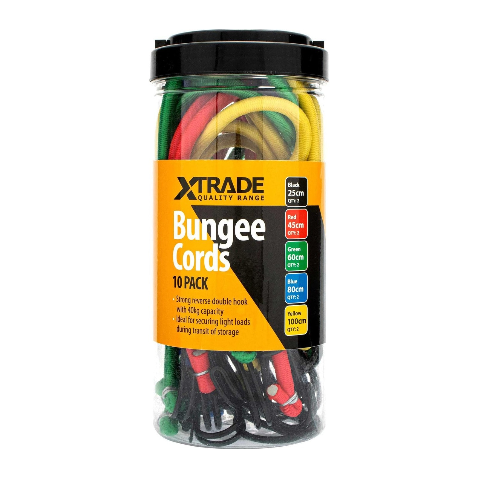 XTrade Bungee Cords 10 Pack - 25cm to 100cm
