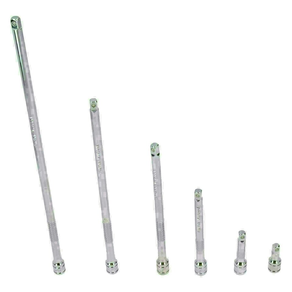 image 1 of 1/4" Drive Straight Socket Extension Bar Set 32mm - 275mm 6pc Chrome Set