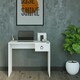 image 2 of Adore Matt White Laptop Study Desk with 1 Drawer | White