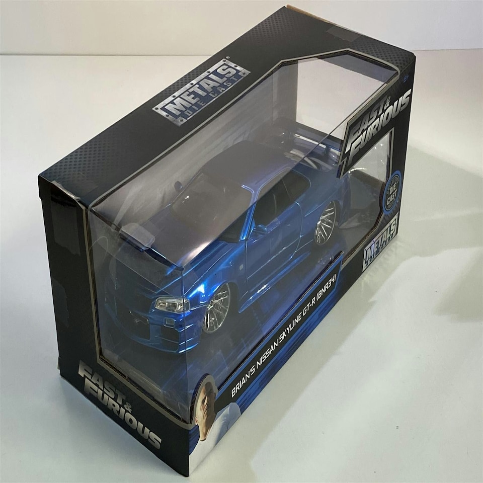 image 1 of Fast and Furious Brians Nissan Skyline GT-R BNR34 1:24 Jada 97173