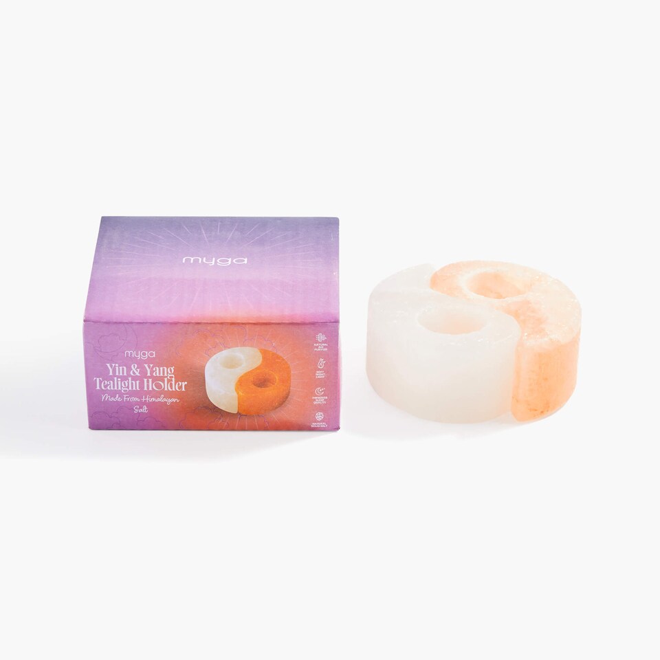 image 1 of Myga Yin & Yang Himalayan Salt Tealight Holder