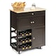 image 2 of COSTWAY Rolling Kitchen Storage Trolley Cupboard Island Brown