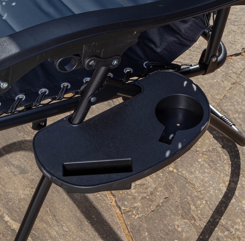 image 1 of Luxury Padded Multi Position Zero Gravity Garden Relaxer Chair Lounger in Grey & Black | Multi | Grey/Black