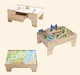image 4 of Hooga Kids Activity Table Including 80 Piece Wooden Train Playset | Brown
